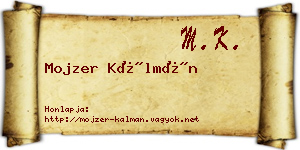 Mojzer Kálmán névjegykártya